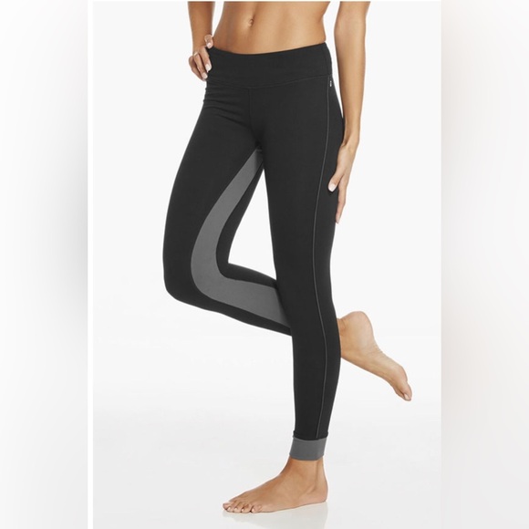 Fabletics Women’s S PowerHold Amery Mid-Rise Ankle Black/Gray Leggings - VGUC! - Picture 1 of 12